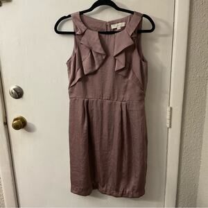 LOFT Ann Taylor Blush Ruffle Sheath Dress 6P Corporate Siren Coquette Girl